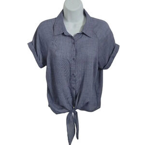 Bleuh Ciel Front  Knot Button Down Blouse, M
